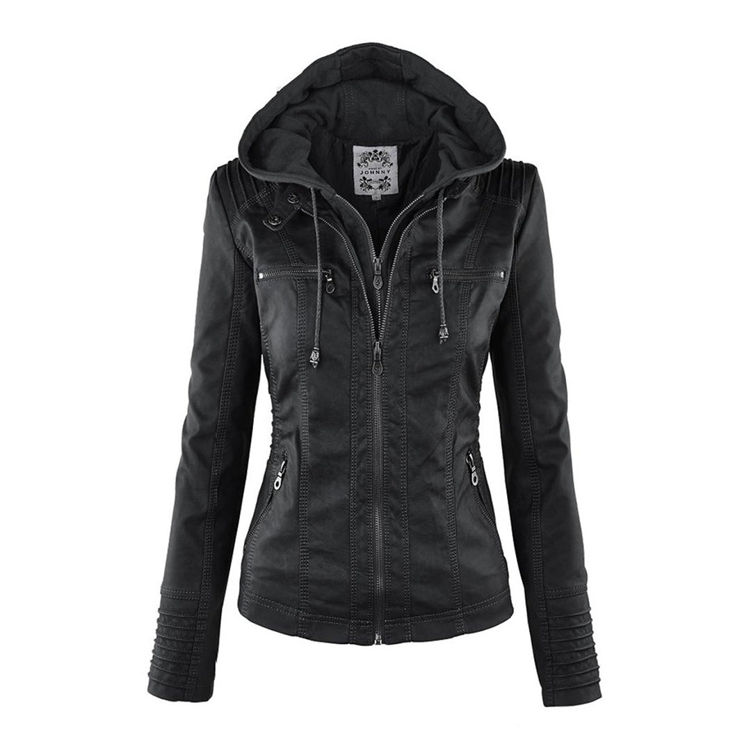 Elora | Chic Hooded Leather Jacket