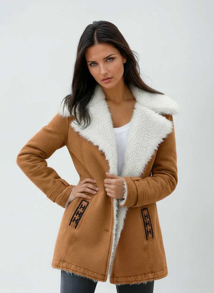 Lirena | Winter Coat Fur Collar & Buttons