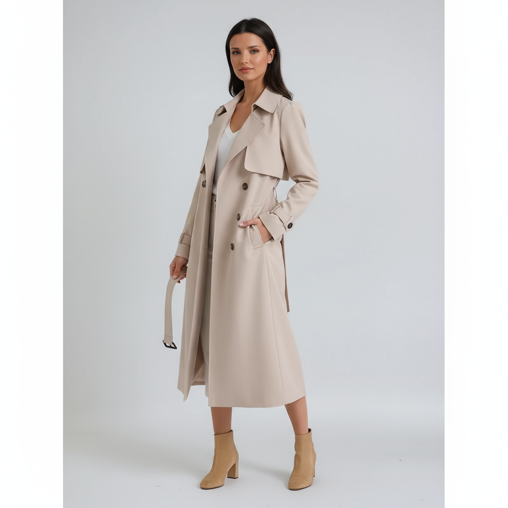 Long Trench Coat for Women | Coat with Belt
